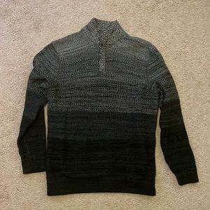 Gray ombré-knit cotton Alfani quarter-zip